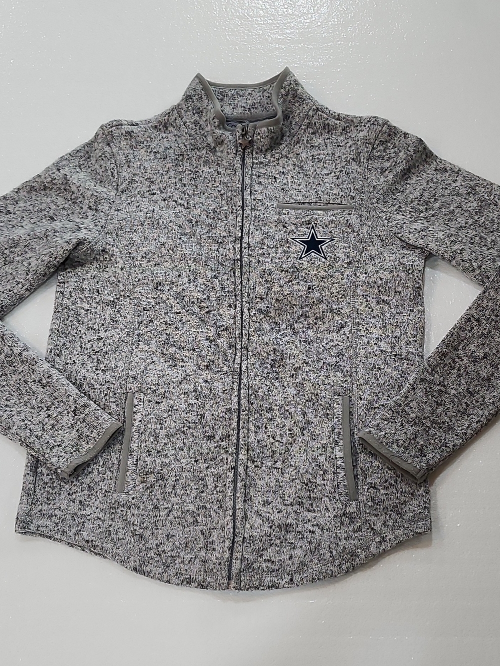 Women's NFL Dallas Cowboys Grey Marled Full-Zip Jacket with Star Patch